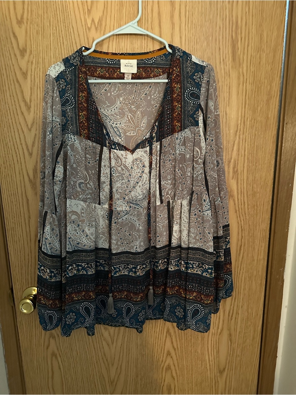 Knox Rose Paisley Tunic in Gray, Blue and Brown